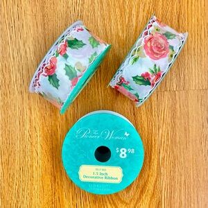 💕**NEW** The Pioneer Woman Vintage Style Holly Rose Decorative Fabric Ribbon 💕